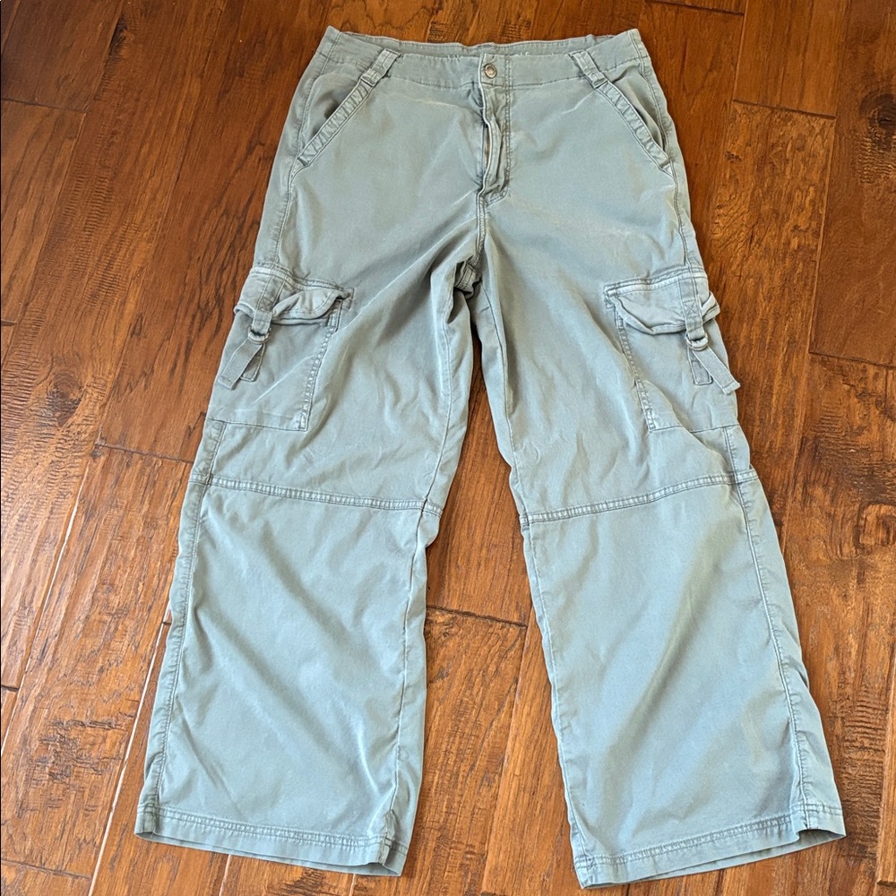 American Eagle Outfitters light green baggy cargo pants women’s 12 short EUC